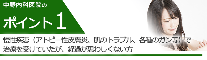 慢性疾患（アトピー性皮膚炎、肌のトラブル、各種のガン等）で治療を受けていたが、経過が思わしくない方